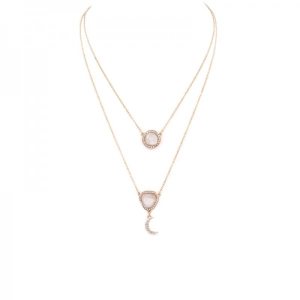 Layered Moon Charm Necklace