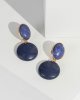 Navy Blue Resin Disc Drop Earrings