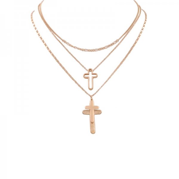 Layered Cross 3-Piece Necklace Set