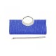 WOMENS LUXURY EVENING WEDDING PARTY PURSE CLUTCH RHINESTONE SATIN PLEATED HANDBAG - BLUE