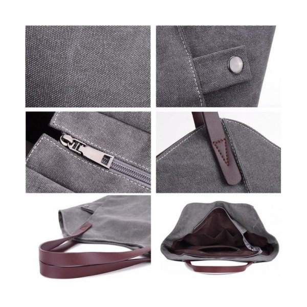 WOMEN'S CANVAS SHOULDER BAG WEEKEND SHOPPING BIG BAG TOTE HANDBAG WORK BAG - 4 - BLUE