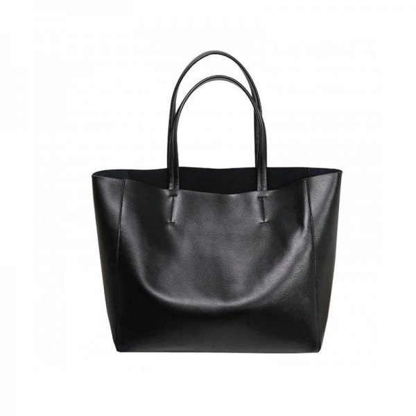 WOMEN'S SOFT LEATHER FASHION HANDBAGS TOTE SHOULDER BAG - BLACK