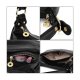 WOMEN HANDBAG PU LEATHER MEDIUM PURSE HOBO STYLE SHOULDER BAG - BLACK