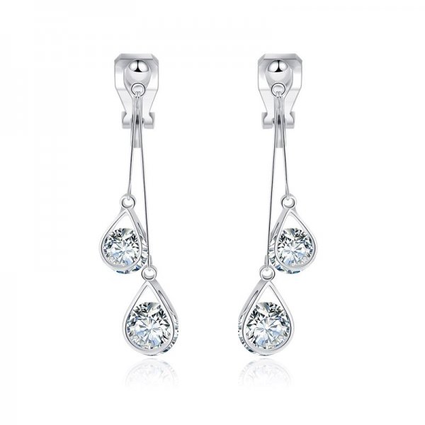 Tear Drop Bar Dangle Clip Earrings