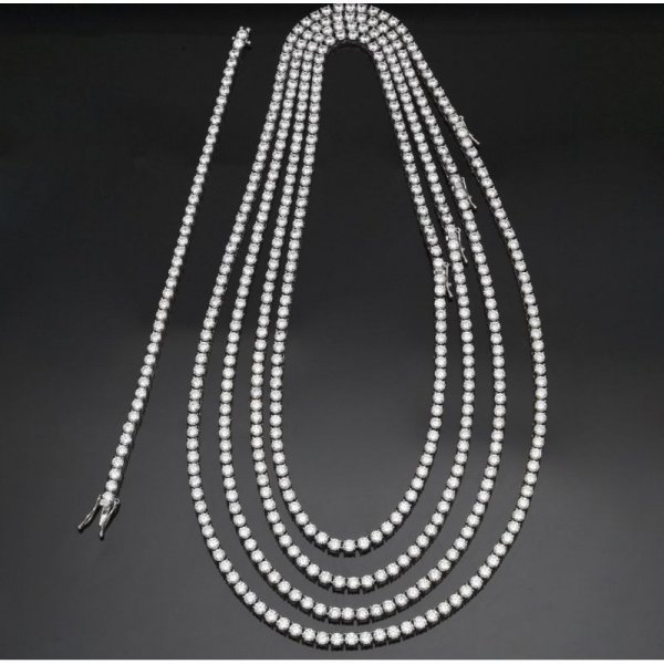 Hip Hop Rapper Style Bling Zircon Tennis Chain
