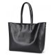 WOMEN'S SOFT LEATHER FASHION HANDBAGS TOTE SHOULDER BAG - BLACK