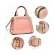 SMALL PATENT LEATHER SATCHEL MINI CORNER GOLD TONE HANDBAGS WOMENS SHOULDER BAGS - PINK