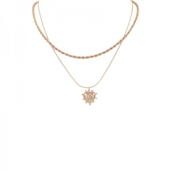 Metal Heart Eye Necklace