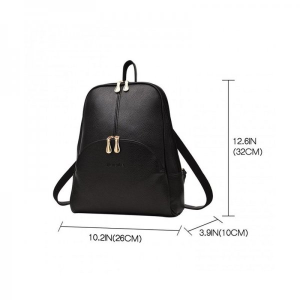 WOMEN BAGS BACKPACK PURSE PU LEATHER ZIPPER BAGS CASUAL BACKPACKS SHOULDER BAGS - BLACK