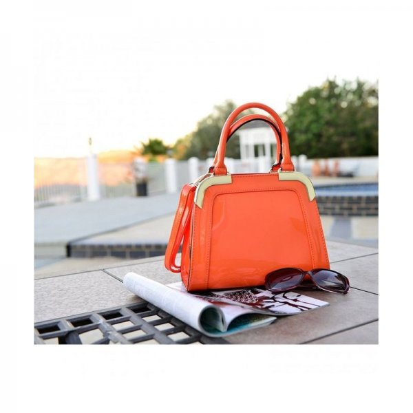 SMALL PATENT LEATHER SATCHEL MINI CORNER GOLD TONE HANDBAGS WOMENS SHOULDER BAGS - PINK