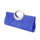 WOMENS LUXURY EVENING WEDDING PARTY PURSE CLUTCH RHINESTONE SATIN PLEATED HANDBAG - BLUE