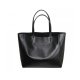 WOMEN'S SOFT LEATHER FASHION HANDBAGS TOTE SHOULDER BAG - BLACK