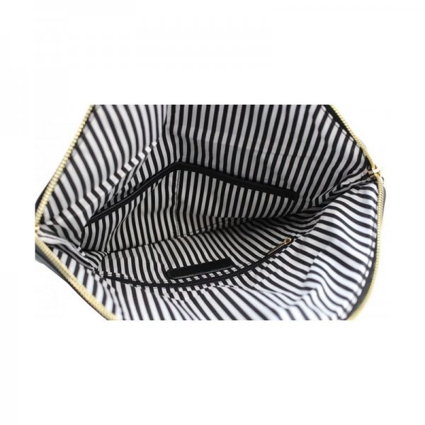 FAUX LEATHER SOFT ENVELOPE SHAPE CLUTCH CROSSBODY BAG POUCH - BLACK