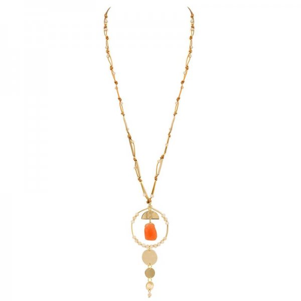 Hand-made Glass Bead Cord Necklace