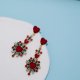 Multi Colour Rose Cluster Heart Drop Earrings