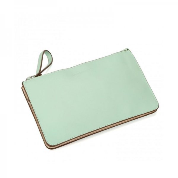 WOMEN'S SYNTHETIC LEATHER CROSSBODY WRISTLET CLUTCH WITH WRIST STRAP - PALE GREEN