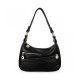 WOMEN HANDBAG PU LEATHER MEDIUM PURSE HOBO STYLE SHOULDER BAG - BLACK