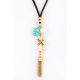 Semi Precious Stone Tassel Cross Necklace Set