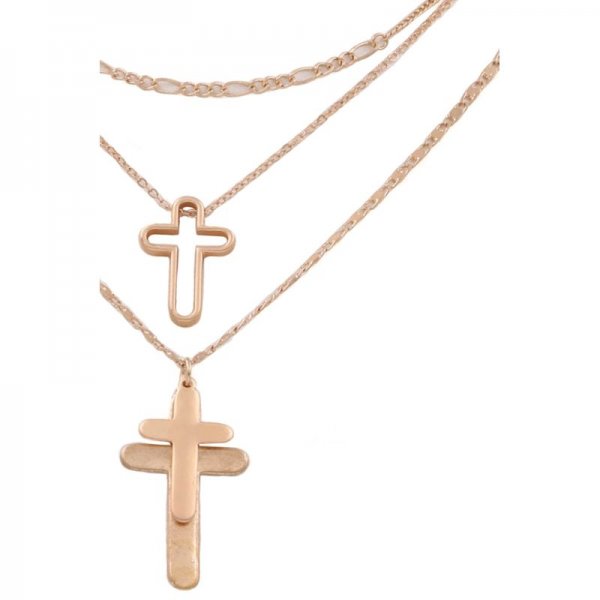 Layered Cross 3-Piece Necklace Set
