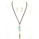 Semi Precious Stone Tassel Cross Necklace Set