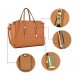WOMENS HANDBAG FASHION SHOULDER BAG TOTE SATCHEL DESIGNER PURSE W/ BUCKLE HANDLE STRAP - TAN NEW
