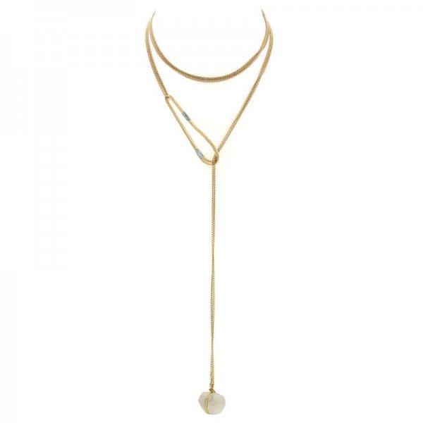 Natural Stone Metal Winding Necklace