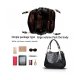 NEW CROCODILES PATTERN WOMEN HANDBAGS FASHION SHOULDER MESSENGER BAG TWO PIECES SETHANDBAG + WALLET - BLACK