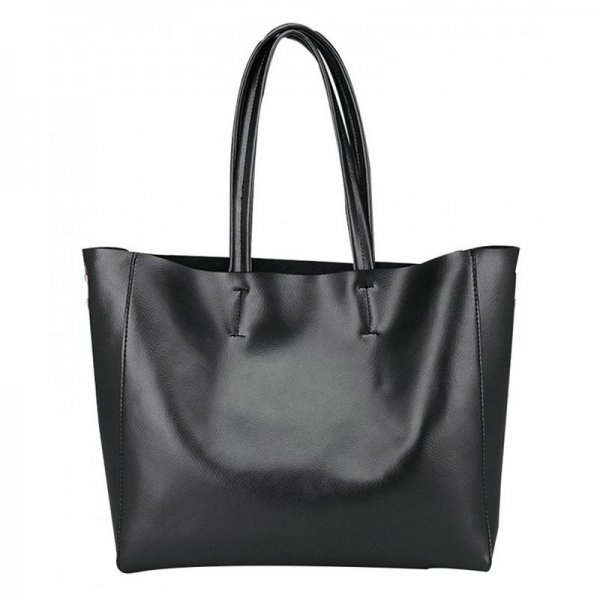WOMEN'S SOFT LEATHER FASHION HANDBAGS TOTE SHOULDER BAG - BLACK
