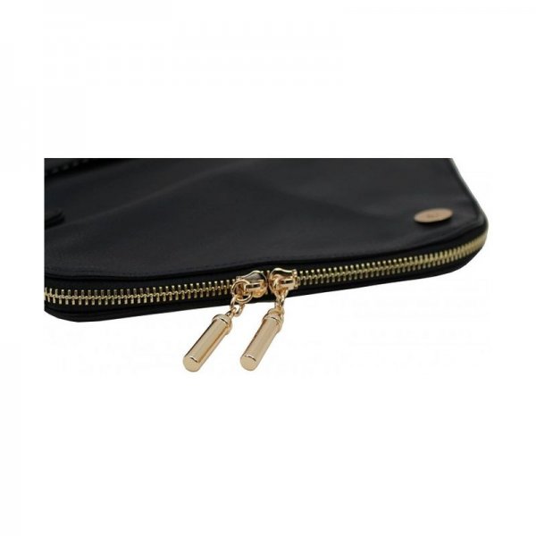 FAUX LEATHER SOFT ENVELOPE SHAPE CLUTCH CROSSBODY BAG POUCH - BLACK