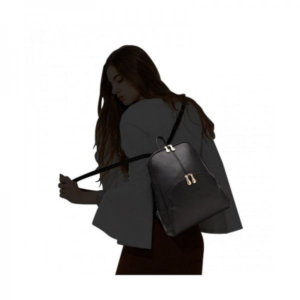 WOMEN BAGS BACKPACK PURSE PU LEATHER ZIPPER BAGS CASUAL BACKPACKS SHOULDER BAGS - BLACK