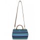 WOMEN'S STRIPED CANVAS CROSSBODY SATCHEL BAG WITH TOP HANDLE