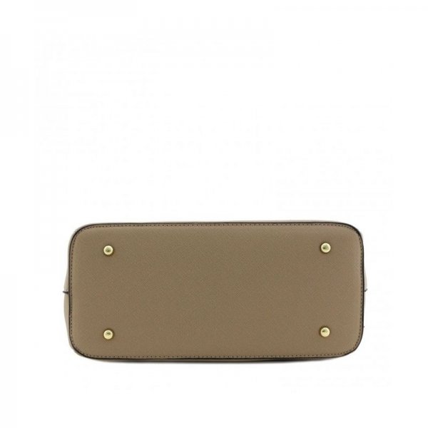 CLASSIC TRIPLE ZIP TOP HANDLE SMALL SATCHEL BAG - TAUPE