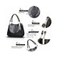 NEW CROCODILES PATTERN WOMEN HANDBAGS FASHION SHOULDER MESSENGER BAG TWO PIECES SETHANDBAG + WALLET - BLACK