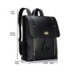 WOMEN PU LEATHER BACKPACK 15.6INCH LAPTOP VINTAGE COLLEGE SCHOOL RUCKSACK BAG - BLACK