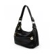 WOMEN HANDBAG PU LEATHER MEDIUM PURSE HOBO STYLE SHOULDER BAG - BLACK