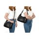 WOMEN HANDBAG PU LEATHER MEDIUM PURSE HOBO STYLE SHOULDER BAG - BLACK