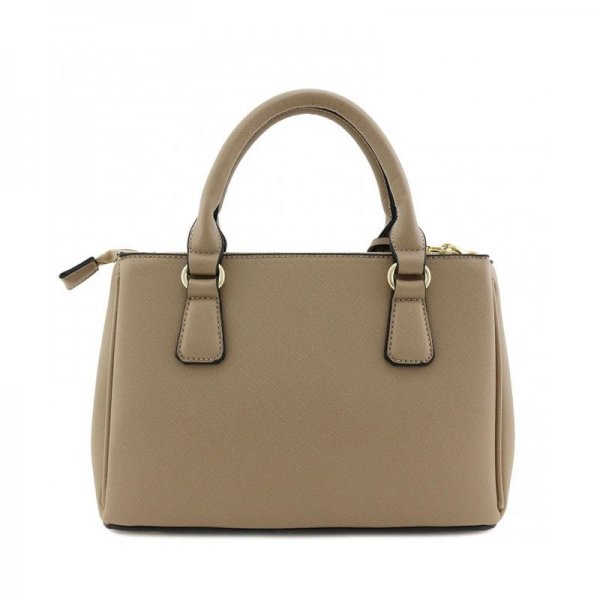 CLASSIC TRIPLE ZIP TOP HANDLE SMALL SATCHEL BAG - TAUPE