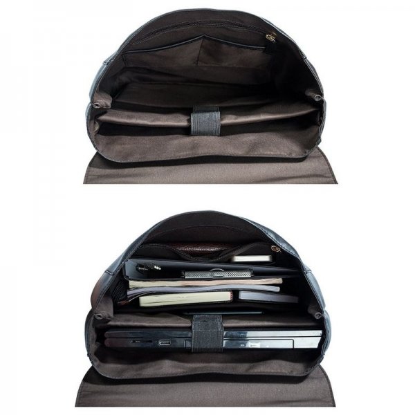 WOMEN PU LEATHER BACKPACK 15.6INCH LAPTOP VINTAGE COLLEGE SCHOOL RUCKSACK BAG - BLACK