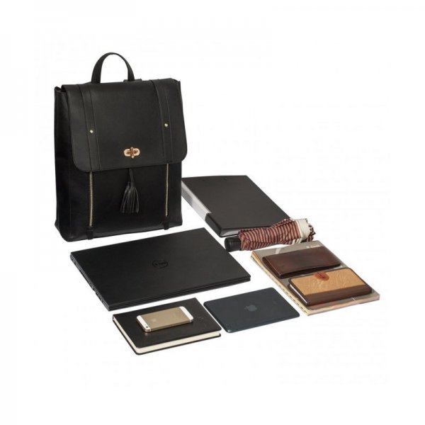 WOMEN PU LEATHER BACKPACK 15.6INCH LAPTOP VINTAGE COLLEGE SCHOOL RUCKSACK BAG - BLACK